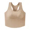 Sujetador sin espalda en forma de I sin costuras, se puede usar como prenda exterior, sujetador deportivo de alta elasticidad con almohadillas para el pecho incorporadas, camiseta sin mangas para mujer