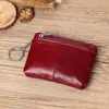Bolsa Pequeña Retro Hecha a Mano para Monedas Tarjetero Cartera con Textura de Cuero PU Cremallera Bolsa para Licencia de Conducir Bolsa para Tarjeta de Autobús Bolsa para Llaves