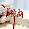 Viento ins transfronterizo Amo a tu madre decoración acrílica para pastel día de la madre rosa acrílica tarjeta para pastel