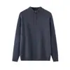 Suéter de Cachemira con Cremallera de Terciopelo Bai Cai, Estilo Otoño/Invierno, Cuello Medio Alto, Corte Holgado, Prenda Base de Punto Moderna y Casual para Hombre