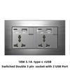 Enchufe Eléctrico Británico 13A Carga Rápida USB tipo-c Estándar Británico Pie Cuadrado Panel Metálico Gris Aluminio Dibujado con Alambre Edición Hong Kong y Macao