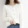 Nuevo Cárdigan Otoño/Invierno 2026 Manga Larga Cuello Redondo Corte Holgado Suéter Tejido Top Versátil Estilo Oficina Ropa para Mujer Dropshipping
