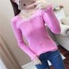 Nueva Camiseta Base de Manga Larga para Primavera y Otoño 2024 Top Tipo Camisa Corta Color Sólido para Uso Interior o Exterior Suéter de Punto para Mujer