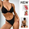 Biquíni Feminino Duas Peças Moda 2026 Novo Estilo Cor Sólida Amarrar Cintura Alta Triângulo Moda Praia Atacado