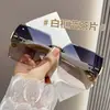 Óculos de Sol para Dirigir Femininos 2025 Novos Sem Aro Gradiente Duas Cores High-End Moda Tendência Óculos de Sol de Celebridade da Internet Douyin