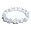 Pulsera de Plata de Ley 999 Ágata Piedra Ojo de Gato Cuentas de Cristal Rosa Exquisita de Alta Gama Pulsera de Pareja Regalo