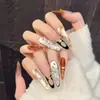 Taiwu Original [Tallado Blanco Plateado] Transfronterizo Más Vendido Manicura Portátil Uñas Postizas Largas Relieve Estereoscópico 3D