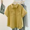 Nova Camisa Feminina Simples Artística Solta Casual Versátil 2026 Verão Gola Polo Manga Curta