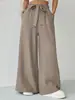 Pantalones de pierna ancha para mujer de comercio exterior transfronterizo en stock, pantalones largos holgados de moda, pantalones drapeados versátiles casuales de color brillante para mujer de primavera y verano