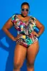 Bikini Nuevo Europeo y Americano Talla Grande 2024 Plus Talla Más Cintura Alta Cubriendo Vientre Aspecto Adelgazante Bikini Traje de Baño para Mujeres