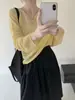 Suéter Tejido Delgado Estilo Perezoso con Cuello en V 2026 Primavera/Verano Nuevo Versión Coreana Holgado Calado Manga Larga Blusa Moderna para Mujer
