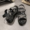 Sandalias de Mujer 2025 Verano Nuevo Estilo Coreano Inspiradas en Chanel Estudiante Modernas Velcro Súper Populares Zapatillas Planas para Mujer