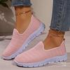 Comercio Exterior Talla Grande Tejido de Mosca Estilo Deportivo Zapatos Planos Bajos para Mujer Transfronterizos Europeos y Americanos Malla Tejida Transpirables Zapatos sin Cordones Wish