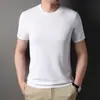 Camiseta de Manga Corta de Punto para Hombre Verano 2023 Cuello Redondo Estilo Coreano Ajustada Color Sólido Media Manga Moda Camiseta Básica Ajustada para Hombre