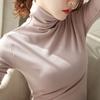 Daifa 2020 Primavera y Otoño Nuevo Cuello Alto Camiseta con Espalda Manga Larga Coreana para Mujer Cálida Ajustada Color Sólido Camiseta Mujer Venta al Mayoreo