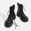 2026 Novas Botas Martin de Solado Grosso Femininas Estilo Britânico Zíper Lateral Botas de Outono Simples Fazem Pessoas Baixas Parecerem Mais Altas Sapatos Simples Versáteis