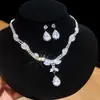 Luxo europeu e americano! Colar de flor de zircônia colorida em formato de gota d'água, corrente de clavícula estilo corte vintage, joia de luxo leve de alta qualidade