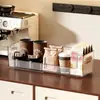 Caja de Almacenamiento para Tazas de Té de Escritorio, Retráctil con Divisores, Portátil, Multifuncional, Portavasos para Tazas de Té y Vasos de Papel para Barra de Casa