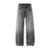 Pantalones Vaqueros Anchos Sueltos Lavados Bigotes de Gato Estilo Streetwear Americano de Moda para Hombre Unisex Pantalones Largos