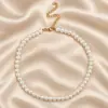 Collar de perlas vintage de moda para mujer, estilo coreano, moderno, sencillo, elegante, combinable con todo, cadena de clavícula para mujer