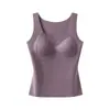 Chaleco térmico todo en uno, usable como capa exterior, forrado de polar, adecuado para usar en capas o solo, chaleco térmico para mujer con copas de sujetador incorporadas, eliminando la necesidad de un sujetador separado
