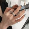 Corea del Sur Dongdaemun anillo multicapa de onda de bola de oso para mujer dedo índice plata esterlina 925 moda personalidad simple moda ins
