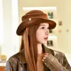 Chapéu elegante de feltro de lã estilo Hepburn francês, chapéu de pescador retrô feminino outono/inverno, chapéu de aba quente para atividades ao ar livre