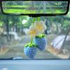 Pendente de Carro Morango Mais Vendido em 2025 para Comércio Exterior, Crochê Feito à Mão Decoração de Fruta Fofa para Carro Enfeite para Pendurar no Retrovisor