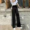 Pantalones de Pierna Ancha Finos de Seda de Hielo para Mujer de Primavera y Verano, de Cintura Alta, Caídos, Nuevo Estilo de Verano, Pantalones Casuales Adelgazantes, Pantalones Largos con Bolsillos, Transfronterizo