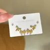 Pendientes de Aguja de Plata S925 con Tres Pares por Tarjeta, para Mujer con Circonita Microincrustada, Chapados en Oro y Plata Color Oro Real Conservador, Accesorios de Estilo Festivo Transfronterizos