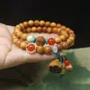 Pulsera de Círculo Doble de 8 mm con Patrón Horizontal de Ciprés, Pulsera con Colgante de Loto de Madera, Cuentas de Rosario para Hombres y Mujeres, Joyería de Cuentas Budistas al por Mayor