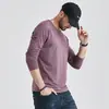 Camiseta Básica de Cuello Redondo Otoño 2024 Moda Talla Grande Elástica Agradable a la Piel Top Interior Camiseta de Manga Larga Fina para Hombre