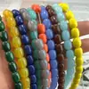 Cuentas cilíndricas de vidrio de 9*8 mm, color porcelana, imitación jade, forma de barril, pequeñas cuentas de azufaifa multicolor, accesorios para joyería DIY