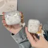 Nuevo Lazo Tridimensional Adecuado para Estuche de Auriculares AirPods Pro3 Apple 4 Transparente Fantasma Polvo Brillante