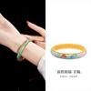 Nova Pulseira de Prata Pura 99,9% Estilo Chinês Filigrana Antiga Esmalte Vazio Koi e Lótus para Mulheres, um Presente de Ano Novo para a Mãe