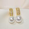 Aretes de Perlas, Estilo Coreano, Estilo Pequeño Fragante, Aretes de Perlas en Forma de C, Elegantes a la Moda, Aretes de Cuentas de Concha, Suministro al Por Mayor para Mujeres