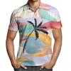 Camisa Polo Masculina Confortável com Mangas Curtas Florais Estilo Europeu e Americano Verão 2026 Mangas Curtas Modernas