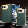 Adecuado para funda de teléfono Apple Duo, cuero con patrón de rejilla electrochapado con bisagra de resorte, funda protectora para pantalla plegable iPhone Duo