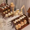 Exhibidor de Mesa de Postres Mori Adornos de Mesa de Madera Sólida Boda Compromiso Cumpleaños Banquete de Negocios Cena Fría Mesa para Pausa de Té