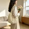 Bolsa de Tote Hueca Hecha a Mano de Ganchillo para Mujer, Comercio Exterior Transfronterizo, Bolso de Hombro Único Tejido con Hilo de Algodón, Vacaciones en la Playa, Gran Capacidad, Para el Trabajo