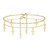 Tobillera de Plata S925 Huasheng Jewelry Cadena de Eslabones O Ajustable de 25 Eslabones + 6 Colgantes de Cruz 5.4*11mm Estilo Europeo y Americano