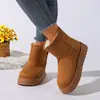 Botas de neve grossas transfronteiriças para mulheres, novas e estilosas para o inverno de 2026, sapatos versáteis de algodão para neve com forro de pelúcia