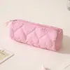 Estojo matelassê muito estiloso, bolsa de armazenamento de material escolar de grande capacidade, estojo de estudante estilo ins, bolsa de material escolar fofa e portátil