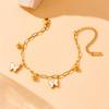 Moda Estilo Coreano Lujo Ligero Combinable Acero Inoxidable Concha Blanca Mariposa Cuentas Redondas Pequeñas Colgante Cadena Joyería Pulsera