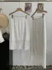 Saia de Renda Crochê com Lantejoulas Omalai para Mulheres Nova para o Início da Primavera Versátil Elegante Reta de Comprimento Médio 6746