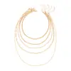 Colar Europeu e Americano Transfronteiriço Simples de Corrente Empilhável Conjunto de 4 Peças Moda Versátil Colar Multicamadas Corrente para Clavícula para Mulheres Atacado