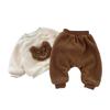 Traje de Bebé de Terciopelo Invierno Estilo Coreano Bebé Dibujos Animados Oso Pantalones Deportivos Pantalones Deportivos Grueso Cálido Conjunto de Dos Piezas Moderno