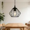 Lámpara Colgante E27 Forma de Jaula Hierro Negro Estilo Industrial, Minimalista Nórdico Comedor Barra de Bar Dormitorio Lámpara Colgante Geométrico de Rejilla