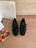 Sapatos Mary Jane Quadrados de Couro Genuíno Estilo Retrô de Nicho para Noite Sapatilhas Baixinhas 2025 Novo Estilo Não Cansativos para Mulheres