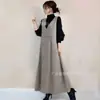 Vestido de Otoño Transfronterizo de 25 Años para Mujer, Vestido Tanque sin Mangas Plisado, Vestido Largo Ceñido a la Cintura, Vestido de Tirantes Estilo Japonés para Mujer